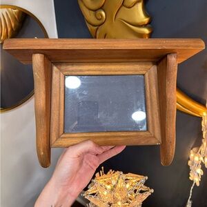 Vintage Wooden Shelf with Picture Frame
